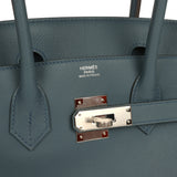 Hermes Shoulder Birkin Light 29 Bleu Tempete Evercolor Palladium Hardware - Thumbnail View 7