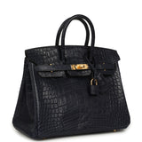 Hermes Birkin 25 Bleu Indigo Matte Alligator Gold Hardware - Thumbnail View 2