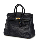 Hermes Birkin 25 Bleu Indigo Matte Alligator Gold Hardware - Thumbnail View 5