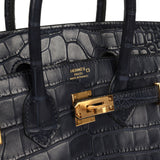 Hermes Birkin 25 Bleu Indigo Matte Alligator Gold Hardware - Thumbnail View 7