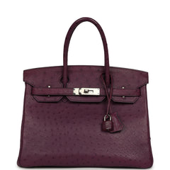 Pre-owned Hermes Birkin 30 Violet Ostrich Palladium Hardware