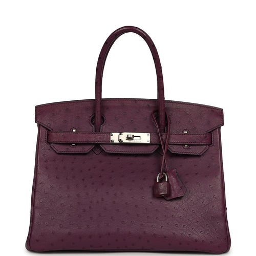 Pre-owned Hermes Birkin 30 Violet Ostrich Palladium Hardware