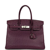 Pre-owned Hermes Birkin 30 Violet Ostrich Palladium Hardware - Thumbnail View 1