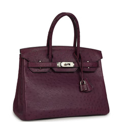 Pre-owned Hermes Birkin 30 Violet Ostrich Palladium Hardware