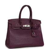 Pre-owned Hermes Birkin 30 Violet Ostrich Palladium Hardware - Thumbnail View 2