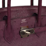 Pre-owned Hermes Birkin 30 Violet Ostrich Palladium Hardware - Thumbnail View 7