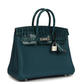 Hermes Birkin 25 Vert Bosphore Togo, Shiny Niloticus Crocodile Touch Gold Hardware - Thumbnail View 2