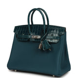 Hermes Birkin 25 Vert Bosphore Togo, Shiny Niloticus Crocodile Touch Gold Hardware - Thumbnail View 5