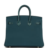 Hermes Birkin 25 Vert Bosphore Togo, Shiny Niloticus Crocodile Touch Gold Hardware - Thumbnail View 4