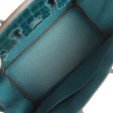 Hermes Birkin 25 Vert Bosphore Togo, Shiny Niloticus Crocodile Touch Gold Hardware - Thumbnail View 8