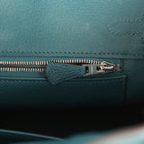 Hermes Birkin 25 Vert Bosphore Togo, Shiny Niloticus Crocodile Touch Gold Hardware - Thumbnail View 9