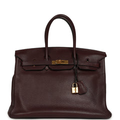 Pre-owned Hermes Birkin 35 Prune Clemence Gold Hardware
