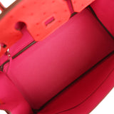 Hermes Birkin 25 Rose Tyrien, Rouge Vif Ostrich Touch Palladium Hardware - Thumbnail View 8