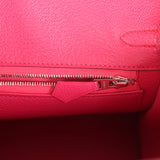 Hermes Birkin 25 Rose Tyrien, Rouge Vif Ostrich Touch Palladium Hardware - Thumbnail View 9