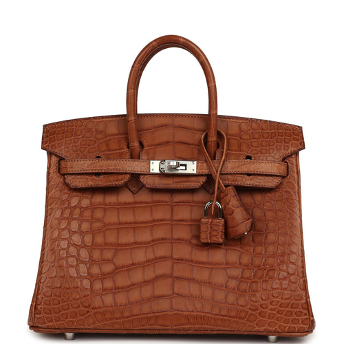 Hermes Birkin 25 Gold Matte Alligator Palladium Hardware