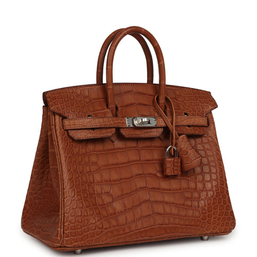 Hermes Birkin 25 Gold Matte Alligator Palladium Hardware