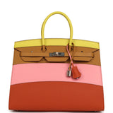Hermes "Sunrise" Birkin Sellier 35 Lime, Sesame, Rose Confetti, Terre Battue Epsom Palladium Hardware - Thumbnail View 1