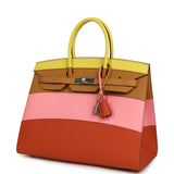 Hermes "Sunrise" Birkin Sellier 35 Lime, Sesame, Rose Confetti, Terre Battue Epsom Palladium Hardware - Thumbnail View 5