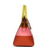 Hermes "Sunrise" Birkin Sellier 35 Lime, Sesame, Rose Confetti, Terre Battue Epsom Palladium Hardware - Thumbnail View 3