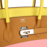 Hermes "Sunrise" Birkin Sellier 35 Lime, Sesame, Rose Confetti, Terre Battue Epsom Palladium Hardware - Thumbnail View 7