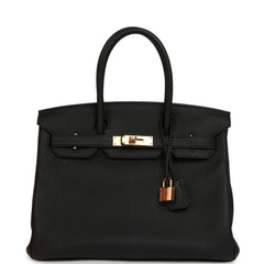Pre-owned Hermes Birkin 30 Black Togo Rose Gold Hardware