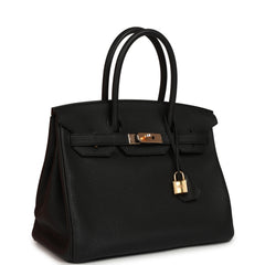 Pre-owned Hermes Birkin 30 Black Togo Rose Gold Hardware
