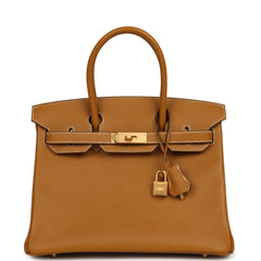 Pre-owned Hermes Special Order (HSS) Birkin 30 Caramel Verso Chèvre Brushed Gold Hardware