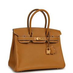 Pre-owned Hermes Special Order (HSS) Birkin 30 Caramel Verso Chèvre Brushed Gold Hardware