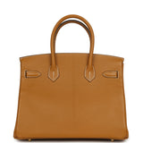 Pre-owned Hermes Special Order (HSS) Birkin 30 Caramel Verso Chèvre Brushed Gold Hardware - Thumbnail View 4