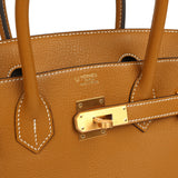 Pre-owned Hermes Special Order (HSS) Birkin 30 Caramel Verso Chèvre Brushed Gold Hardware - Thumbnail View 7