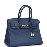 Pre-owned Hermes Birkin 30 Bleu Brighton Epsom Palladium Hardware - Thumbnail View 2