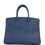 Pre-owned Hermes Birkin 30 Bleu Brighton Epsom Palladium Hardware - Thumbnail View 4