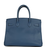 Pre-owned Hermes Birkin 30 Bleu Brighton Epsom Palladium Hardware - Thumbnail View 4