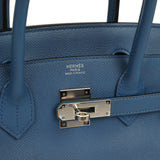Pre-owned Hermes Birkin 30 Bleu Brighton Epsom Palladium Hardware - Thumbnail View 7