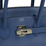 Pre-owned Hermes Birkin 30 Bleu Brighton Epsom Palladium Hardware - Thumbnail View 7