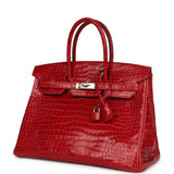 Pre-owned Hermes Birkin 35 Braise Shiny Porosus Crocodile Palladium Hardware - Thumbnail View 5