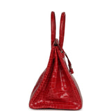 Pre-owned Hermes Birkin 35 Braise Shiny Porosus Crocodile Palladium Hardware - Thumbnail View 3