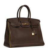 Pre-owned Hermes Special Order (HSS) Birkin 35 Chocolat Verso Togo Gold Hardware - Thumbnail View 2