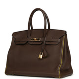 Pre-owned Hermes Special Order (HSS) Birkin 35 Chocolat Verso Togo Gold Hardware - Thumbnail View 5