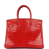 Hermes Birkin 30 Geranium Shiny Porosus Crocodile Gold Hardware - Thumbnail View 4