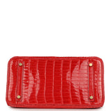 Hermes Birkin 30 Geranium Shiny Porosus Crocodile Gold Hardware - Thumbnail View 6