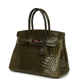 Pre-owned Hermes Birkin 30 Vert Olive Shiny Niloticus Crocodile Palladium Hardware - Thumbnail View 5