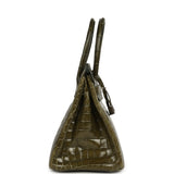 Pre-owned Hermes Birkin 30 Vert Olive Shiny Niloticus Crocodile Palladium Hardware - Thumbnail View 3