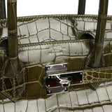 Pre-owned Hermes Birkin 30 Vert Olive Shiny Niloticus Crocodile Palladium Hardware - Thumbnail View 7