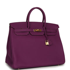 Pre-owned Hermes Birkin 40 Anemone Togo Gold Hardware