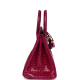 Hermes Birkin 25 Rose Sheherazade Shiny Porosus Crocodile Gold Hardware - Thumbnail View 3