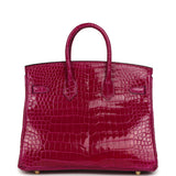Hermes Birkin 25 Rose Sheherazade Shiny Porosus Crocodile Gold Hardware - Thumbnail View 4
