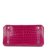 Hermes Birkin 25 Rose Sheherazade Shiny Porosus Crocodile Gold Hardware - Thumbnail View 6