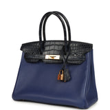 Pre-owned Hermes Birkin 30 Bleu Saphir Novillo, Bleu Marine Matte Alligator Touch Rose Gold Hardware - Thumbnail View 5