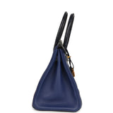 Pre-owned Hermes Birkin 30 Bleu Saphir Novillo, Bleu Marine Matte Alligator Touch Rose Gold Hardware - Thumbnail View 3